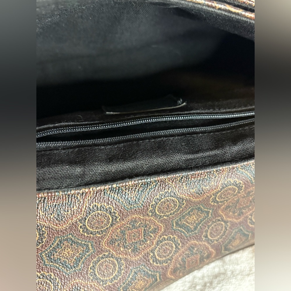 VTG Liz Claiborne Crossbody Brown Paisley Leather Purse Bag - Picture 10 of 16